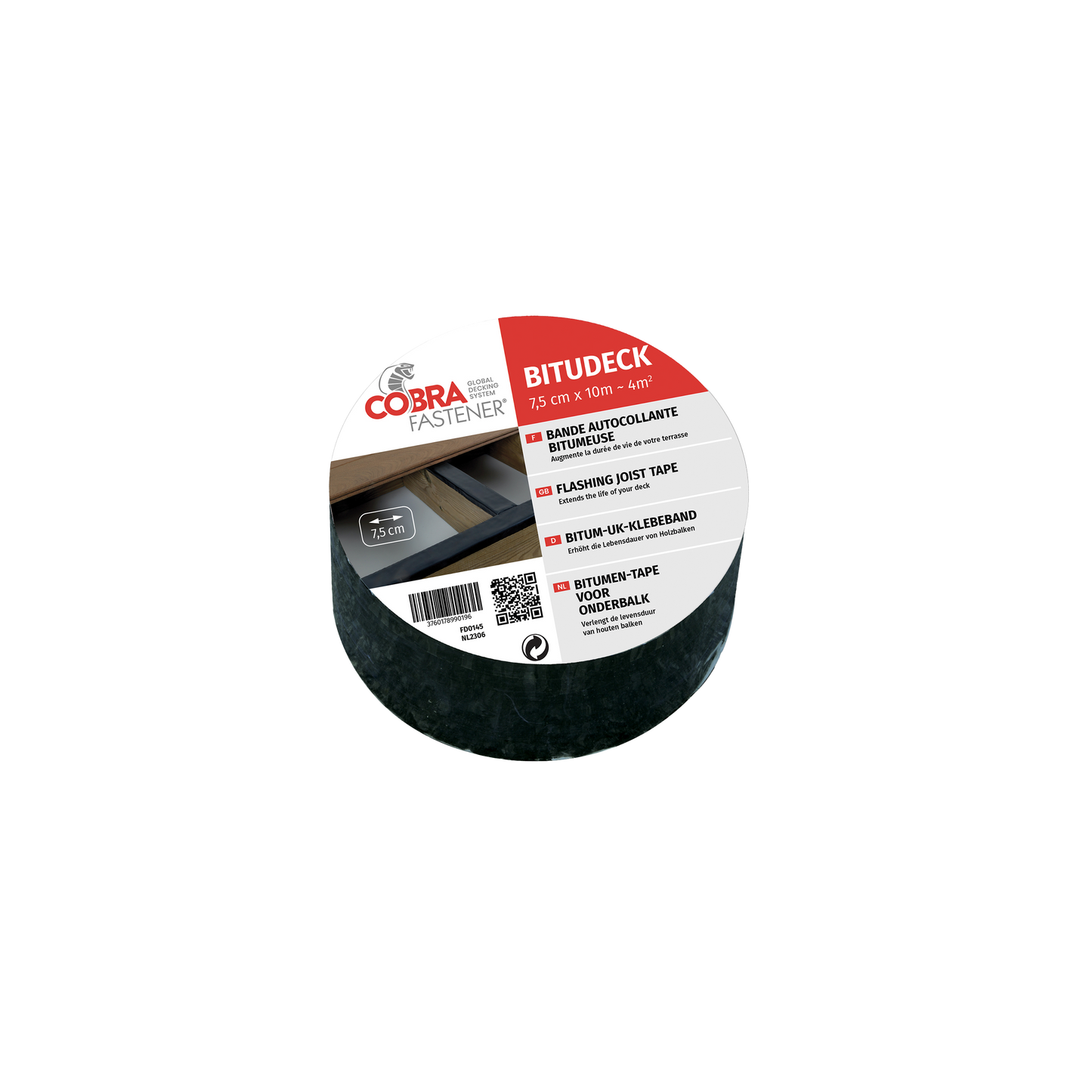 Rouleau de ruban bitumeux Bitudeck 7,5 cm, pose facile sur tous supports